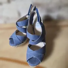 試し履きのみ♡LANVIN en Bleu デニム ウェッジソール サンダルのサムネイル
