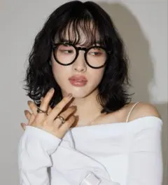 【試着のみ】aunt marie's ◎ラウンドフレームメガネ 2色セット