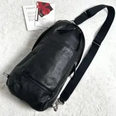 美品✨COACH ボディバッグ　トンプソン　オールレザー　ブラック
