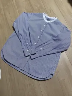 無印　ストライプシャツ　ブルーのサムネイル