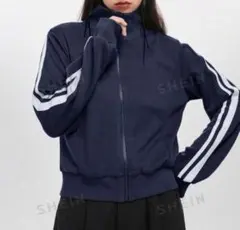 DAZYストライプサイドジップアップパーカーMサイズネイビーブルーのサムネイル