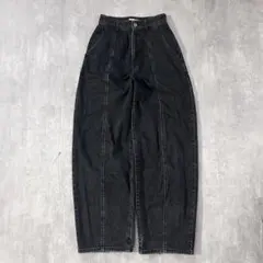 C388 スティーブンアラン ブラックデニム ワイド ハイウエスト 日本製 極太