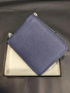 希少　日本製　ヤクレザー　ボックスコインケース　カードケース　小銭入れ　ネイビー