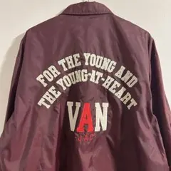 VAN JAC アーチロゴ ワッペン コーチジャケット ボルドー 赤 ヴァン
