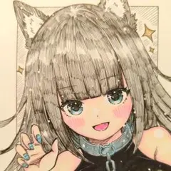 一点物】オリジナル手描きイラスト アナログイラスト パンク猫耳