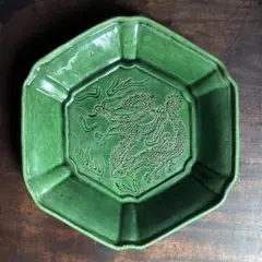 e2710 珉平焼 蓋物 喰籠 木箱入り 緑釉 喰篭 菓子器 淡路焼 民平焼 e2710 珉平焼 蓋物 喰籠 木箱入り 緑釉 喰篭 菓子器 淡路焼