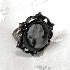 ヴィンテージリング カメオ シェル アンティーク 彫刻 指輪 フリーサイズ③