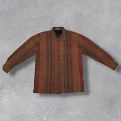 レトロ　ビンテージ　総柄　長袖シャツ　メンズ　古着