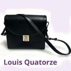 【ルイ・キャトルズ 】フランス　ハンド・ショルダーバッグ 黒 金　本革　2way