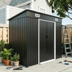 ブラック】ゴミ収納庫 物置 L158xW96xH134cm スチール 底なし - メルカリ