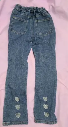 プチマイン★ハート刺繍デニムパンツ130cm