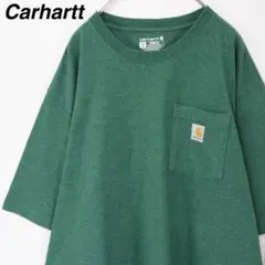 【XLTサイズ】カーハート Tシャツ ワンポイント グリーン ルーズフィット