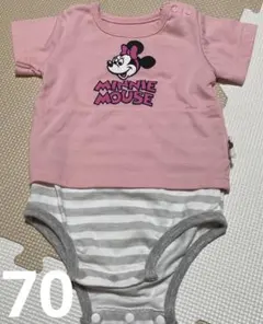 ミニー　ディズニー　ロンパース　半袖　半袖ロンパース　70 ピンク