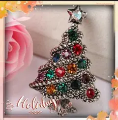 胸元に可愛いツリーのブローチ❣️クリスマスツリーブローチ　マルチカラー　ギフト用
