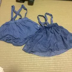 デニムブルー ストラップ付きスカート 2点セット