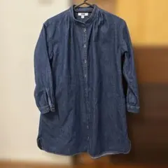 未使用に近い美品！古着UNIQLO デニム 長袖ワンピース 140