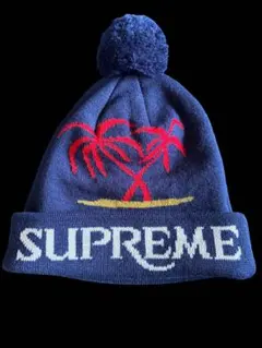 Supreme ニット帽 ビーニー ポンポン付き ネイビーのサムネイル