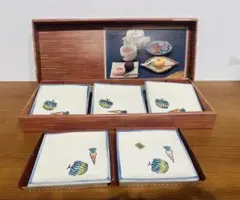 【新品・未使用】野菜絵柄 銘々皿 5枚セット 角皿