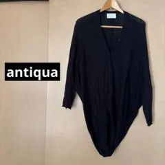 アンティカ　黒のカーディガン　ラグラン袖