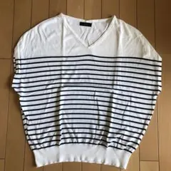 ru ボーダー Vネック 半袖 ニット ４Lのサムネイル
