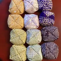お手玉12個セット⑧ ハンドメイド　着物地　絞り　羽織　ペレット入り