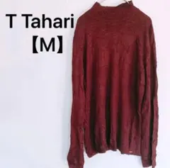 T Tahari セーター M バーガンディ タートルネック 希少 薄手 春 秋
