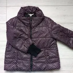 ダウンジャケット　黒　水玉模様　130サイズ