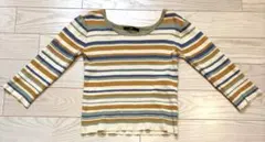 【Kastane】 リブニット 7分袖 ショート丈 ボーダー カラフルのサムネイル