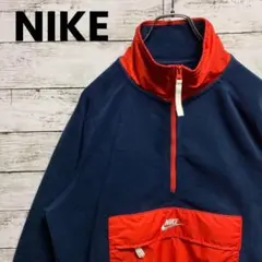 S59a【入手困難】ナイキ　レア　ハーフジップ　刺繍ロゴ　フリース　スウェット