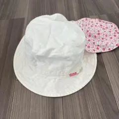 【M】50〜52cm ミキハウス　ベビー帽子 ホワイト 花柄
