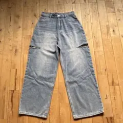 Re:EDIT サイドスリット　ワイドデニムパンツ L