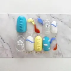【No.4】ネイルチップ 個性派 韓国 ちゅるん サイズオーダー ハンドメイド