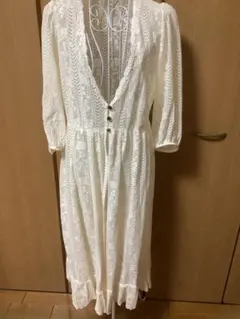 最終値下げ!アクシーズファム アイボリー レース 長袖 ロングカーディガン