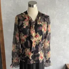 古着　ヴィンテージ レトロ　総柄シャツ　ブラウス　used ビンテージ　希少