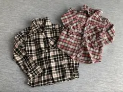 チェック柄長袖シャツ 2枚セット サイズ100cm120cm