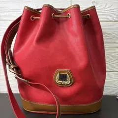 상태매우좋음 希少 LANCEL ランセル 巾着 ショルダーバッグ エンブレム 赤