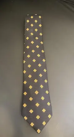 LANVIN シルク ネクタイ 黒と金 幾何学模様