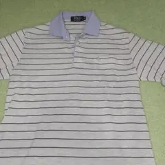 良品★POLO グレー ストライプ ポロシャツ M