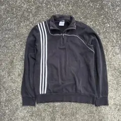adidas ハーフジップスウェット M〜L 黒 ブラック