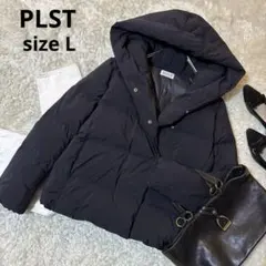 美品＊PLST ネイビー フード付き ダウンジャケット　ショート　紺　L