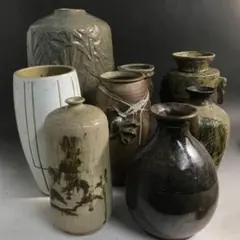 花瓶 まとめて8点 花器 焼き物 信楽 在銘 光山 代一 フラワーベース