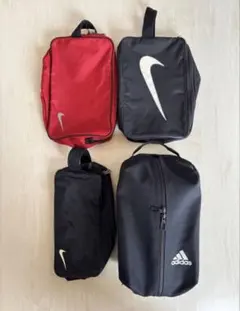 NIKE adidas シューズバッグ　シューズケース　黒3点 赤1点 4セット