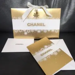 CHANEL シャネル　ゴールドの紙袋・チャーム付き　メッセージカード2枚