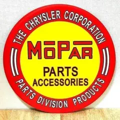 ブリキ看板 メタルサインプレート MOPAR PARTS 丸形 ガレージ バー