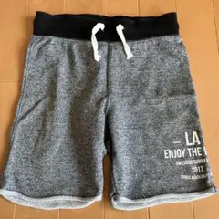 グレー ハーフパンツ ドローストリング付き