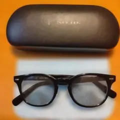 NO ID. ブラック ラウンド型メガネ ケース付き