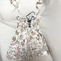 完売品 LIZ LISAいちごローズブーケレースアップリボンフリルワンピ