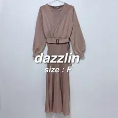 ダズリン dazzlin ニットロングワンピース F くすみピンク プリーツ