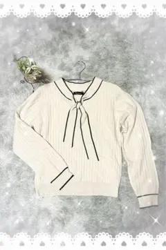 ★可愛い★スタイリッシュな清楚系★長袖RagOut リボン付きアイボリーセーター