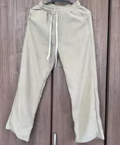 【裏起毛 コーデュロイ ワイドパンツ ストレートパンツ ベージュ】